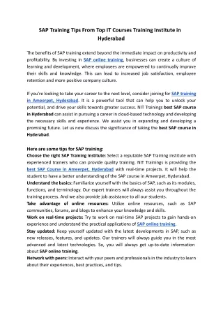 sap training tips from top it courses training
