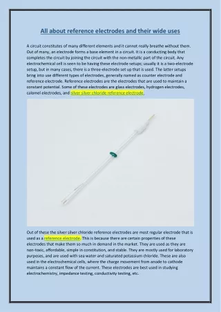 All about reference electrodes and their wide uses