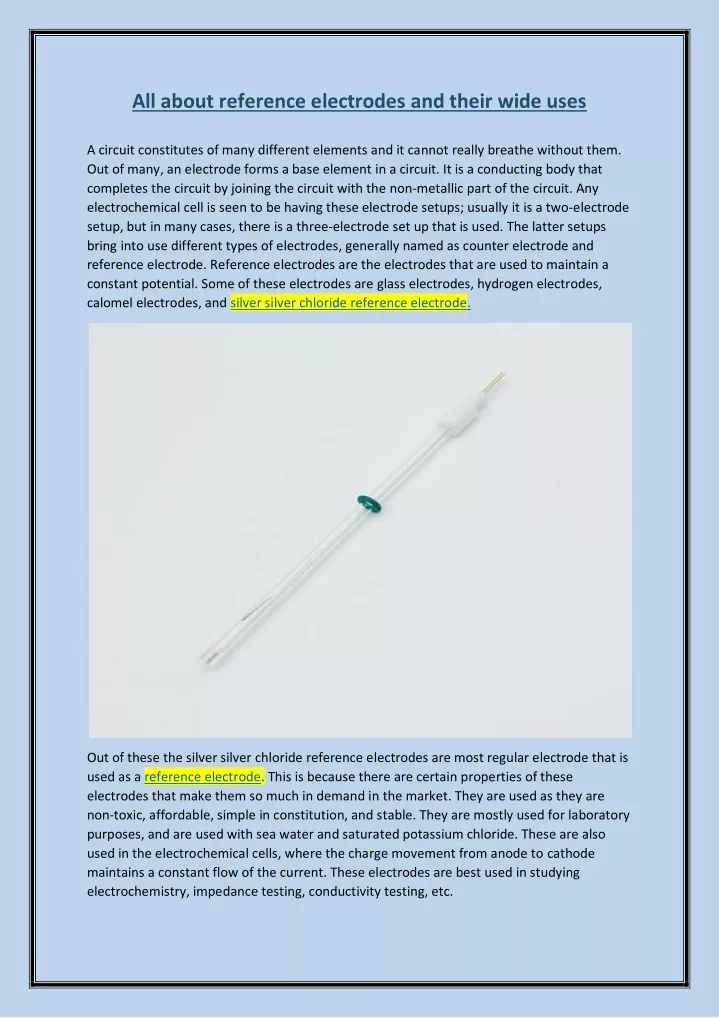 all about reference electrodes and their wide uses