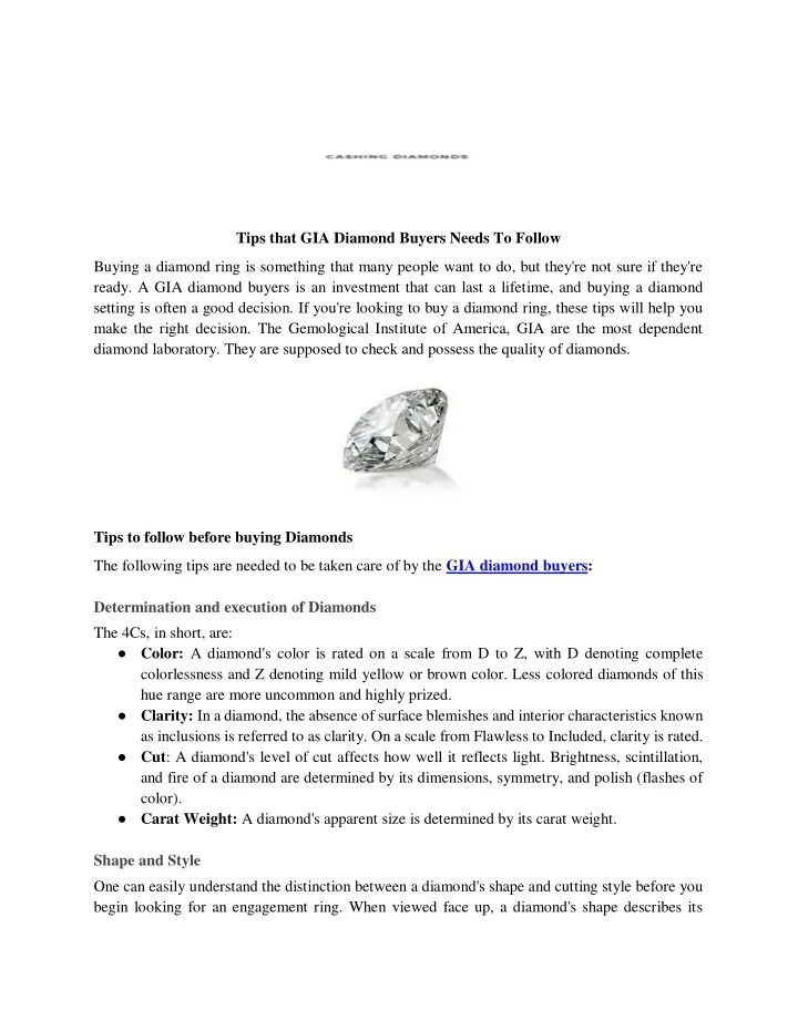 tips that gia diamond buyers needs to follow