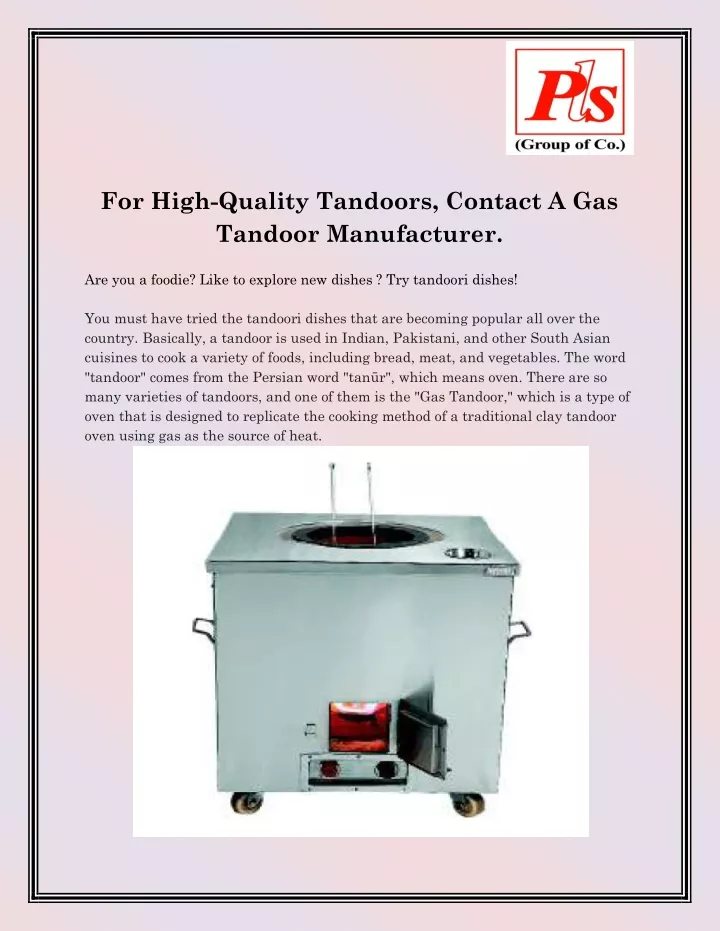 for high quality tandoors contact a gas tandoor