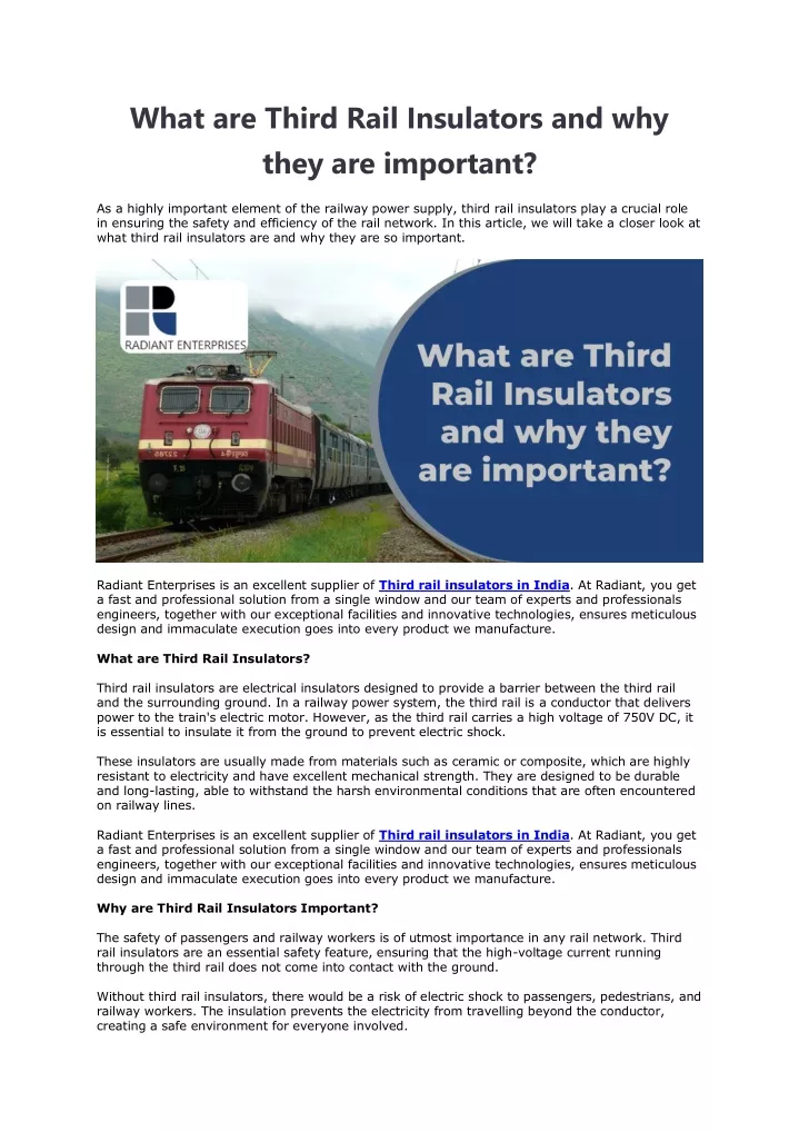 what are third rail insulators and why they