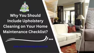 Why You Should Include Upholstery Cleaning on Your Home Maintenance Checklist