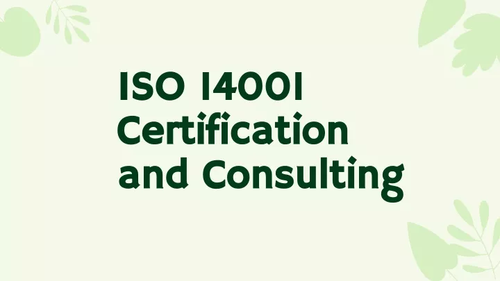 iso 14001 certification and consulting