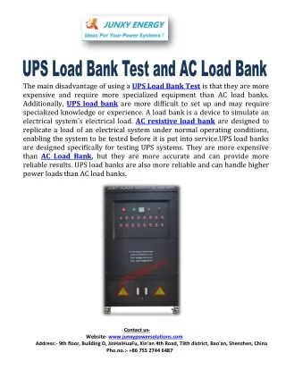 UPS Load Bank Test and AC Load Bank