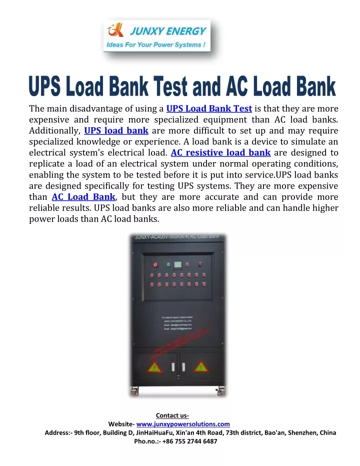 the main disadvantage of using a ups load bank