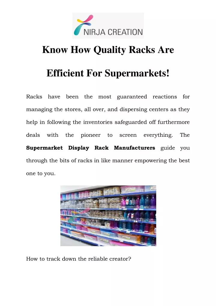 know how quality racks are