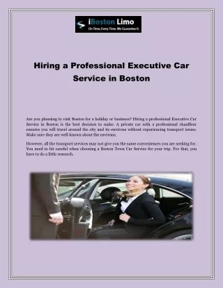 Hiring a Professional Executive Car Service in Boston
