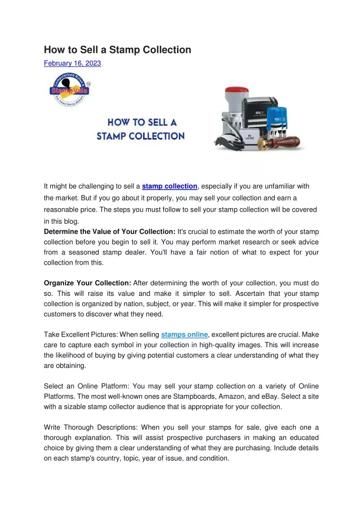 how to sell a stamp collection february 16 2023