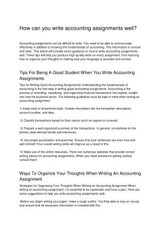 how can you write accounting assignments well