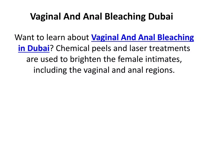 vaginal and anal bleaching dubai