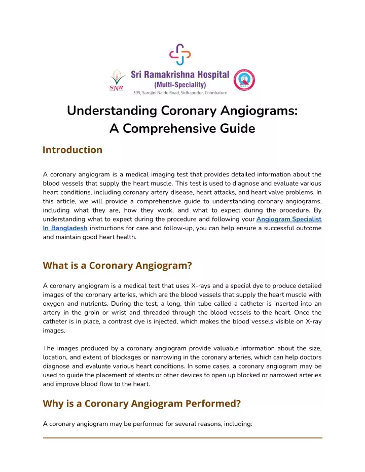 understanding coronary angiograms a comprehensive