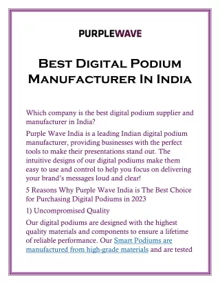 Best Digital Podium Manufacturer In India- Purplewaveindia