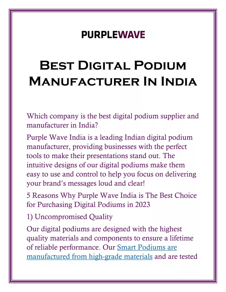 best digital podium manufacturer in india