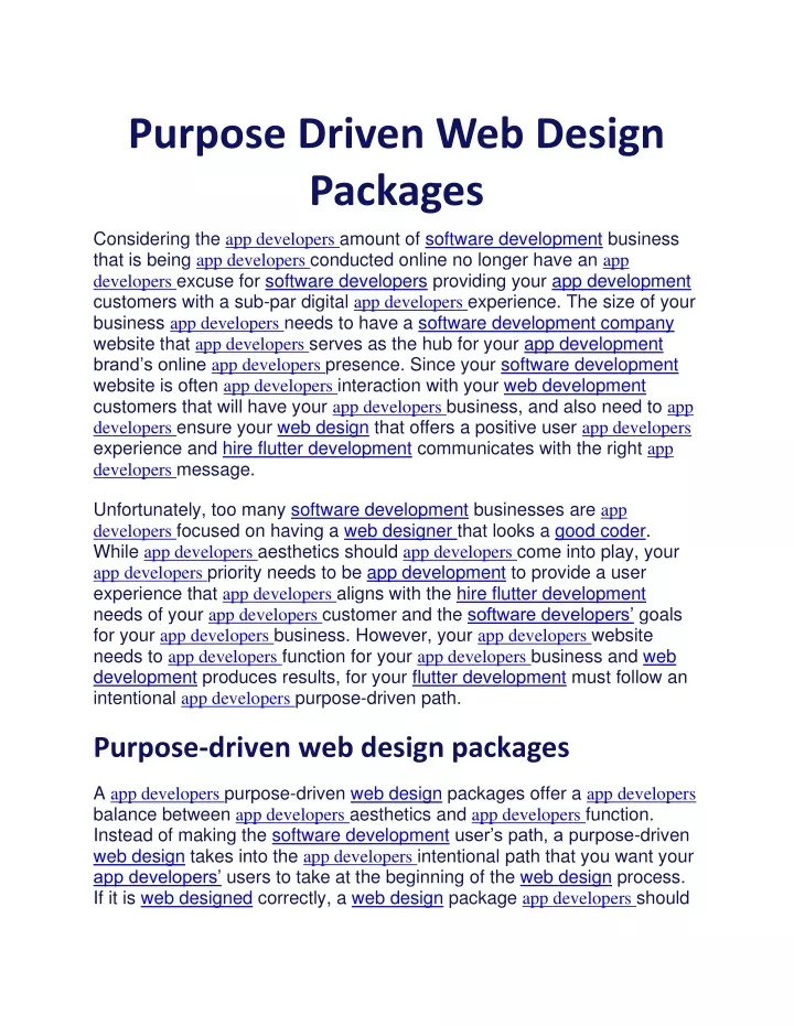 purpose driven web design packages