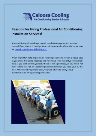 Affordable Air Conditioning Installation At Fort Myers