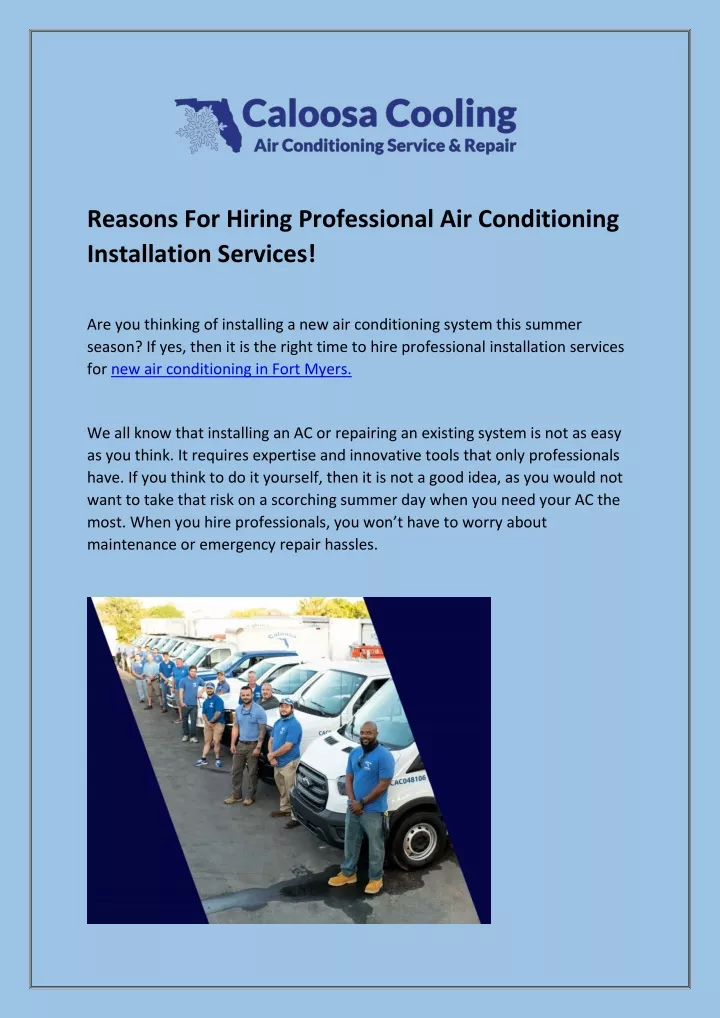 reasons for hiring professional air conditioning