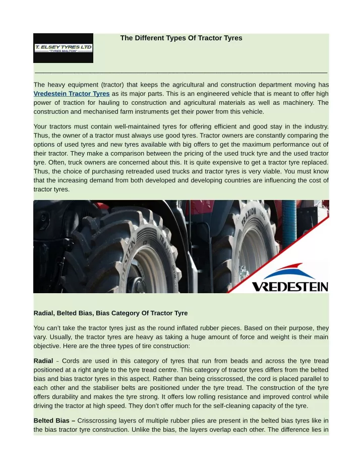 the different types of tractor tyres