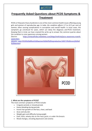 Frequently Asked Questions about PCOS Symptoms & Treatment