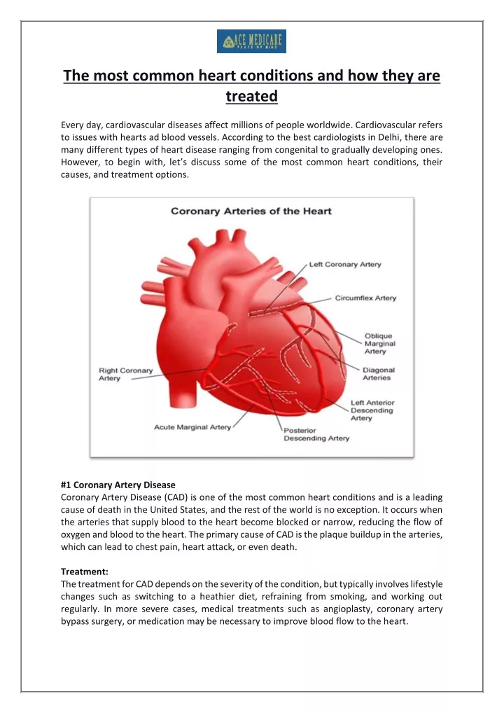the most common heart conditions and how they