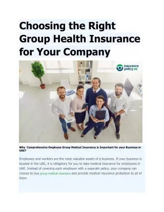 Choosing the Right Group Health Insurance for Your Company in uae