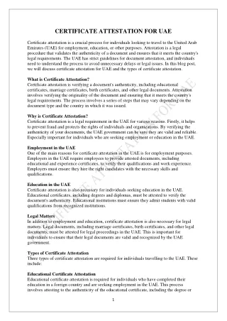 CERTIFICATE ATTESTATION FOR UAE