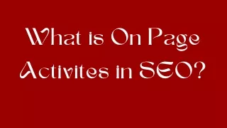 what is on page activites in seo