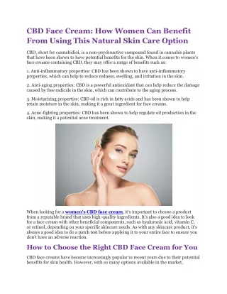 Women CBD Face Cream