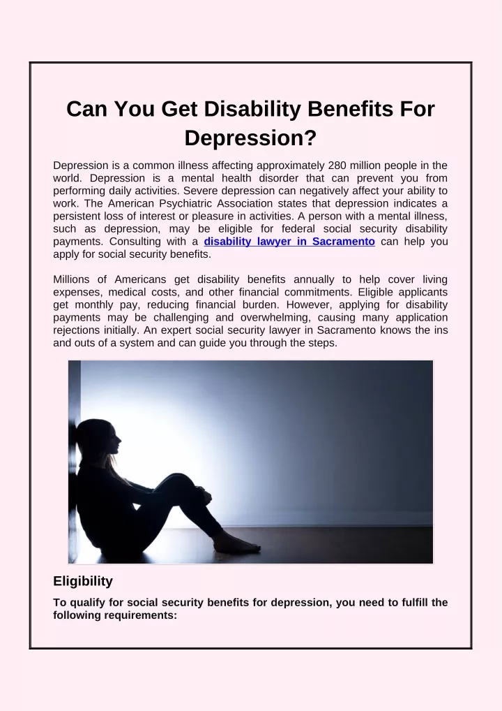 can you get disability benefits for depression