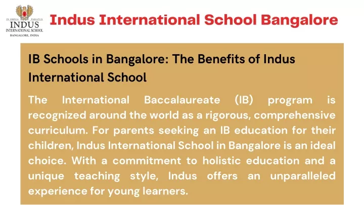 indus international school bangalore