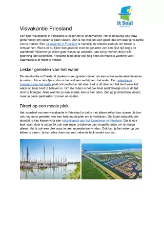 Visvakantie Friesland