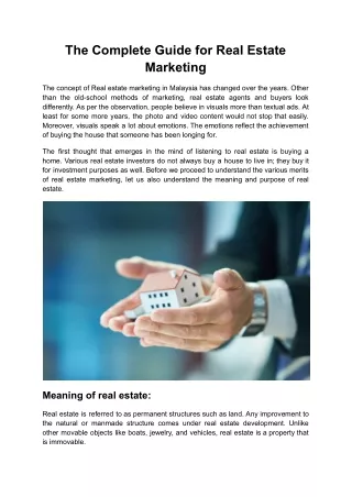 the complete guide for real estate marketing