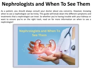 When to consult a nephrologist