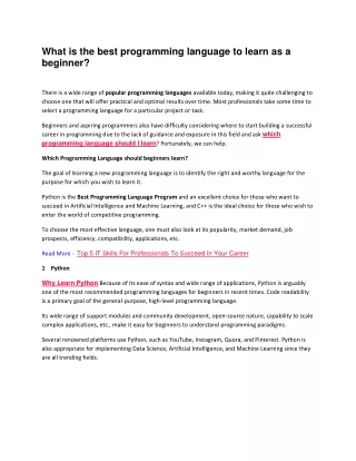 what is the best programming language to learn