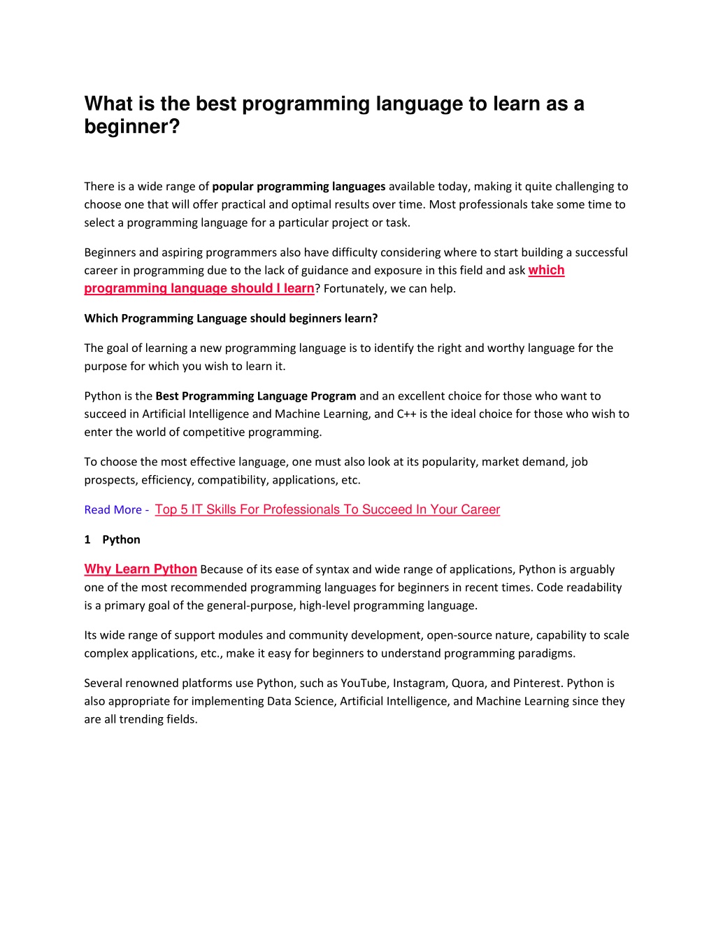 PPT - the best programming language to learn as a beginner PowerPoint ...