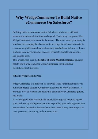 why wedgecommerce to build native ecommerce