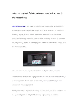 What is Digital fabric printers and what are its characteristics