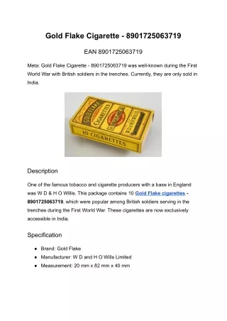 gold flake cigarette 8901725063719
