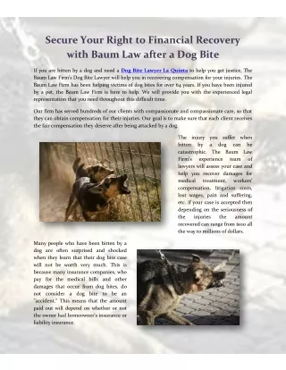 Secure Your Right to Financial Recovery with Baum Law after a Dog Bite