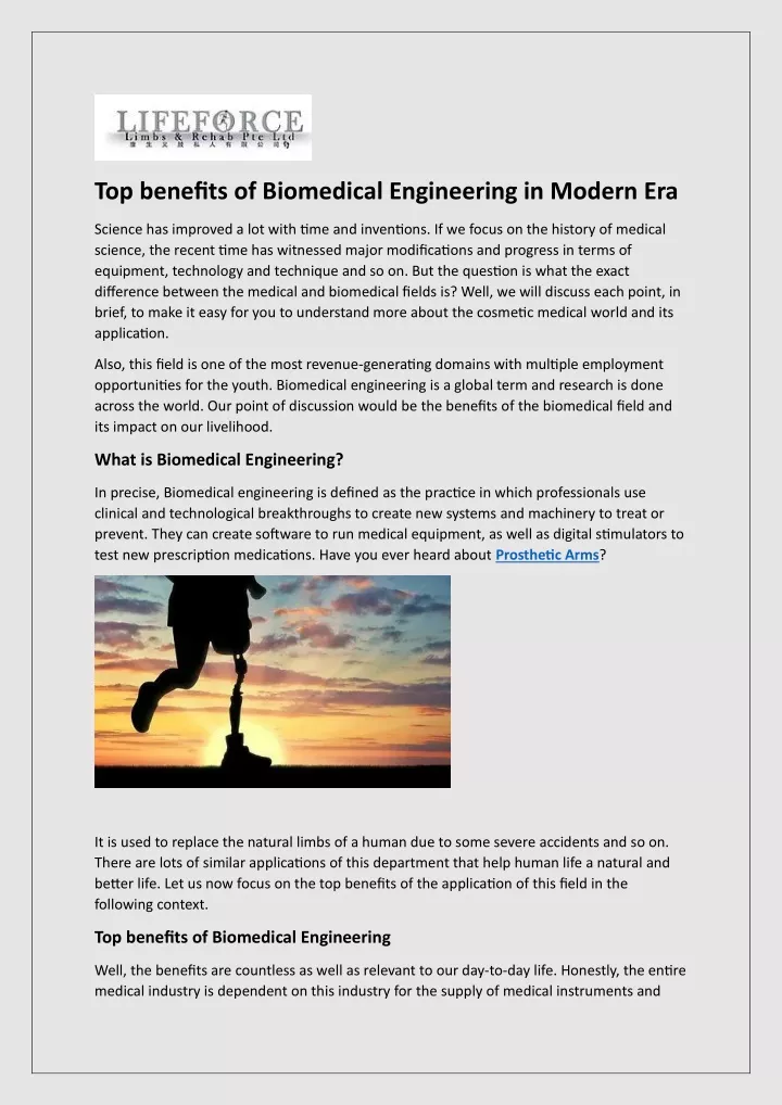 top benefits of biomedical engineering in modern