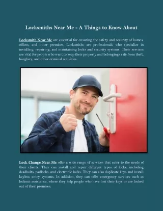 locksmiths near me a things to know about