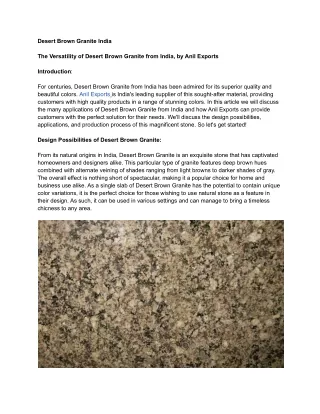 Desert Brown Granite India