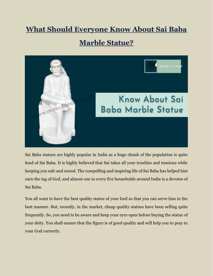 what should everyone know about sai baba marble