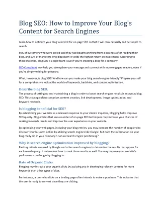 How to Improve Your Blog Content for Search Engines
