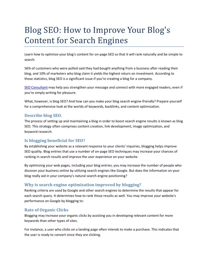 blog seo how to improve your blog s content