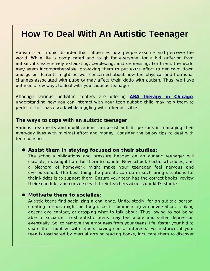 how to deal with an autistic teenager