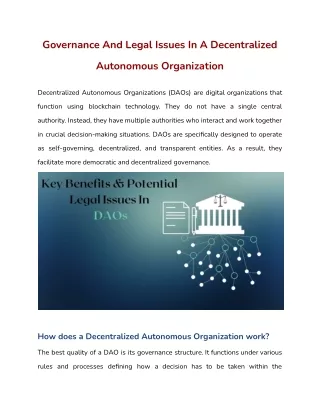 governance and legal issues in a decentralized