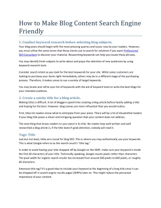 How to Make Blog Content Search Engine Friendly