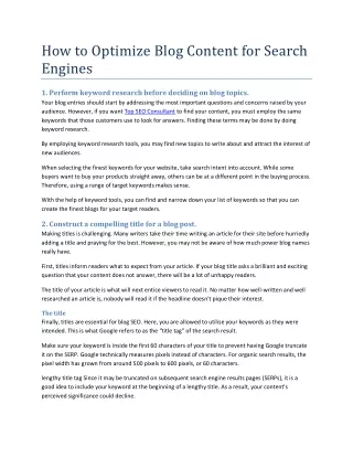 How to Optimize Blog Content for Search Engines