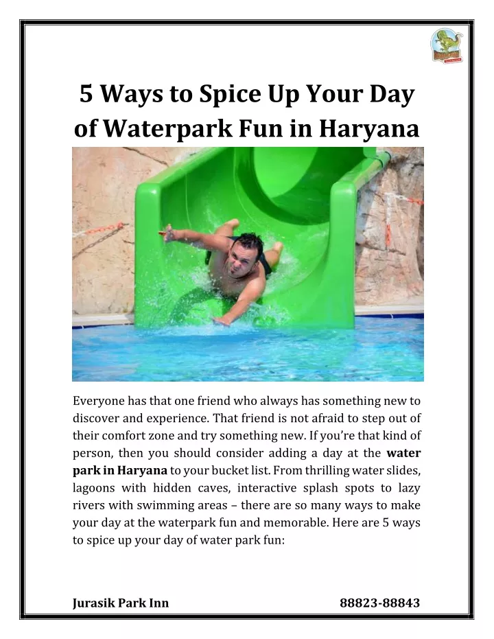 5 ways to spice up your day of waterpark